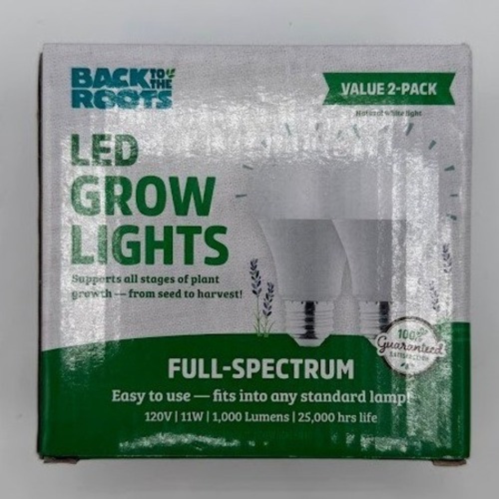 Back to the Roots LED Grow Lights Full Spectrum 11W 1000 Lumens 2-Pack